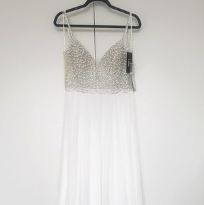True Love Beaded Rhinestone White Maxi Dress